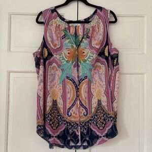 Rose &‎ Olive Size 1X Colorful Paisley Sleeveless Top Blouse Shirt Plus Size